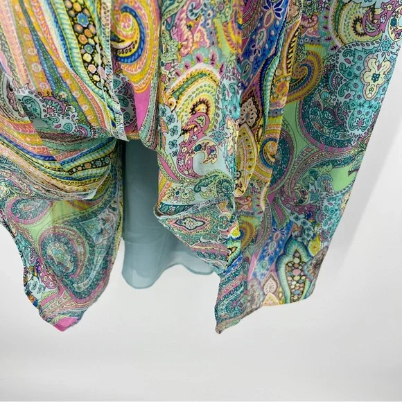 Tommy Hilfiger Blue Paisley Halter Long Dress Belted Size 10 Full Zip Back Lined - Picture 6 of 7